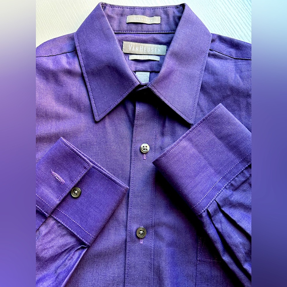 EUC Men’s button dress shirt purple Sz 14.5. 32/33 sleeve fitted